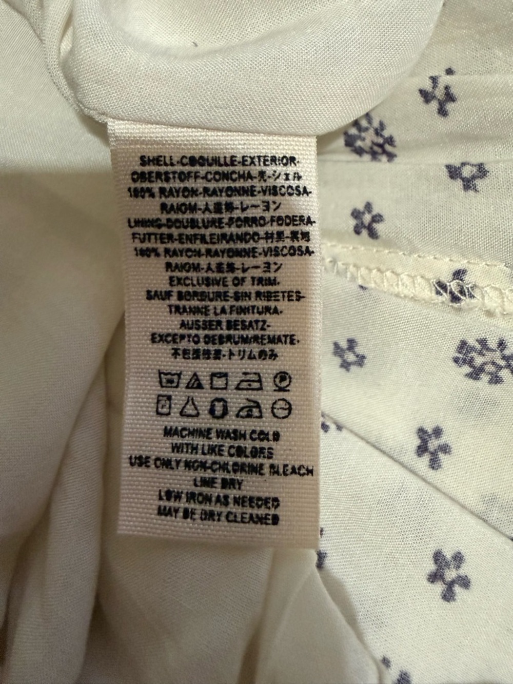 Free People Cream Printed V-Neck Smocked Mini Dress with Blue Embroidered Yoke - Picture 6 of 6